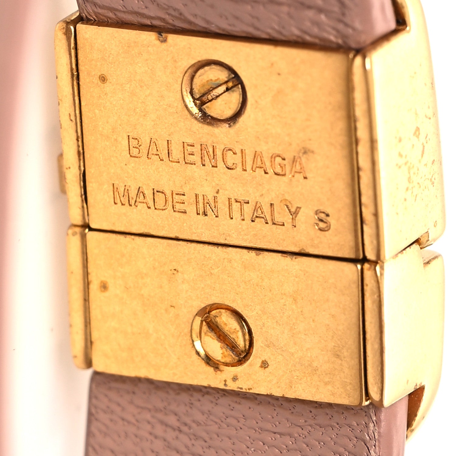 Balenciaga Calfskin Embossed BB Wide Bracelet Pink 5 of 7