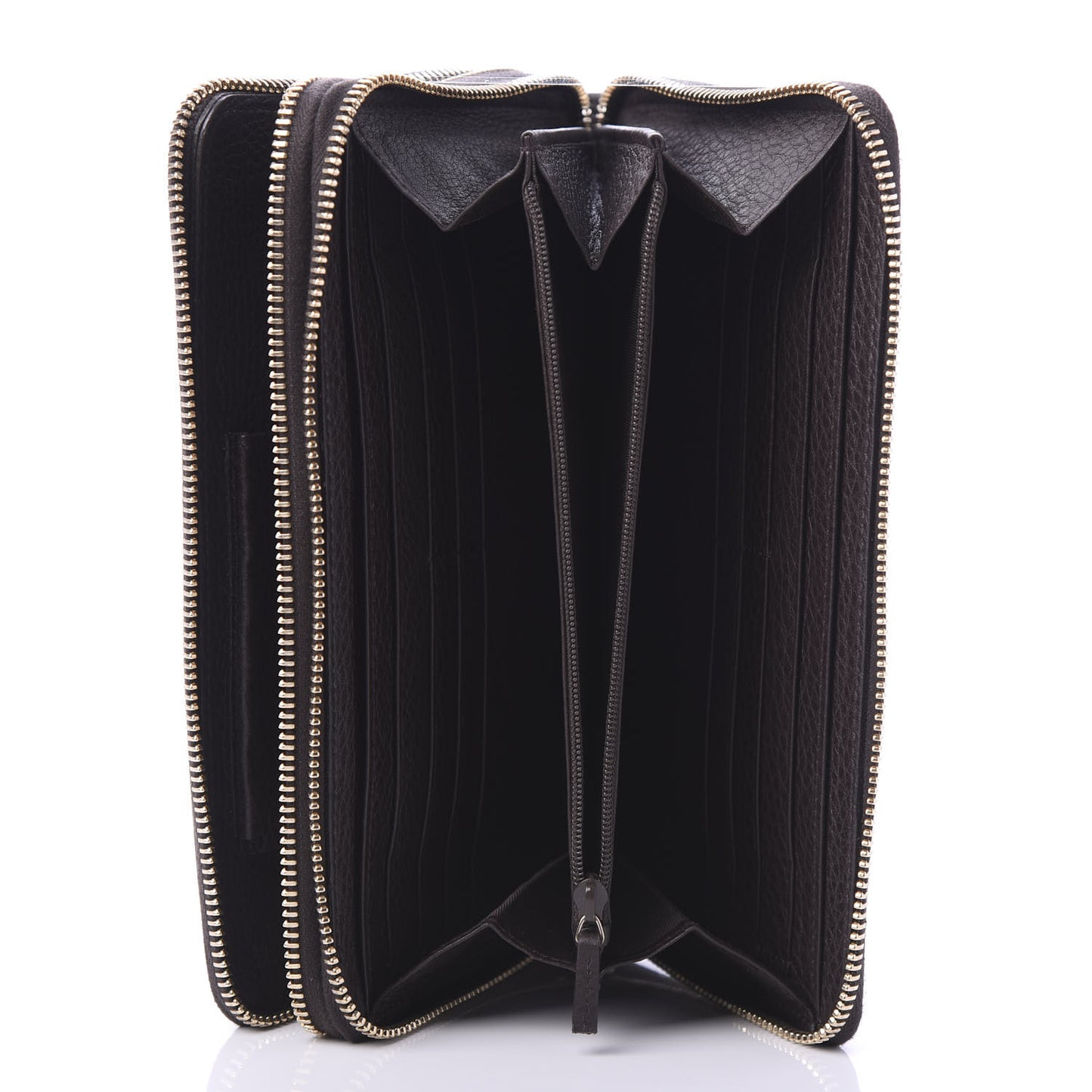 Pebbled Calfskin Soho Travel Document Case Dark Brown