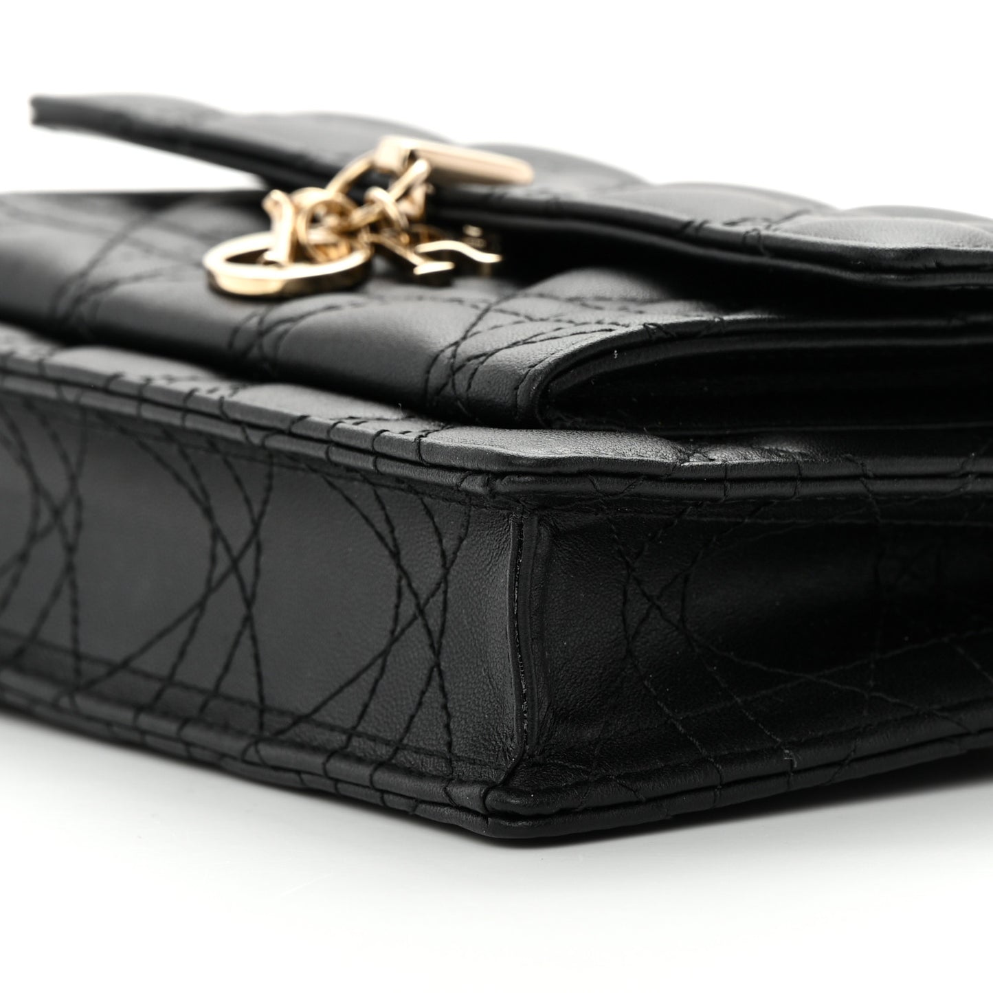 Lambskin Cannage Miss Dior Chain Pouch Black