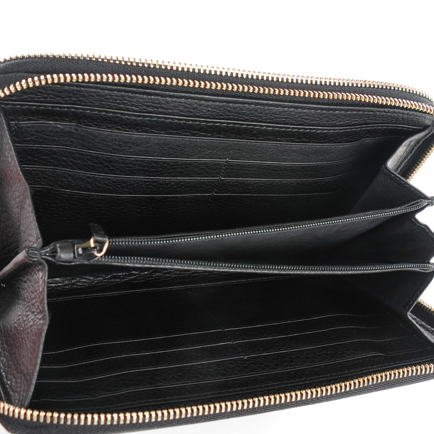 Pebbled Calfskin Soho Travel Document Case Black