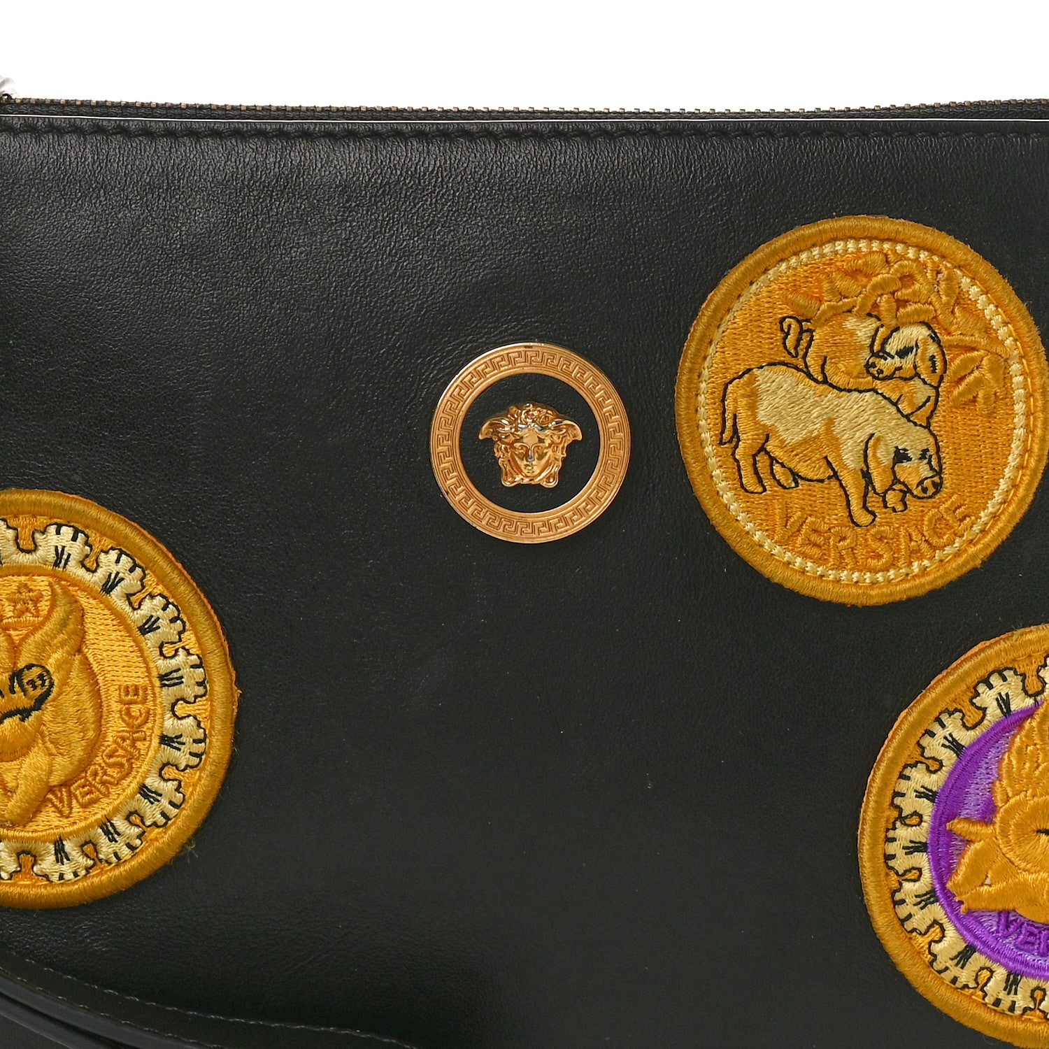 Versace Nappa La Medusa Lunar New Year Patches Crossbody Pouch Black 7 of 9