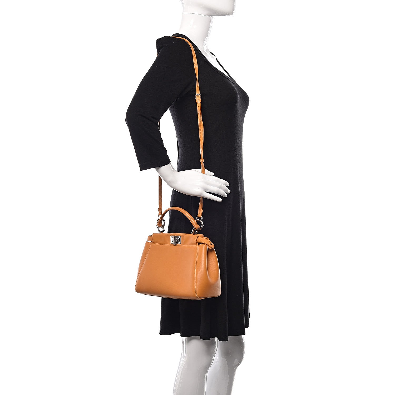 Fendi Nappa Mini Peekaboo Iconic Satchel Giallo Syrup 2 of 20