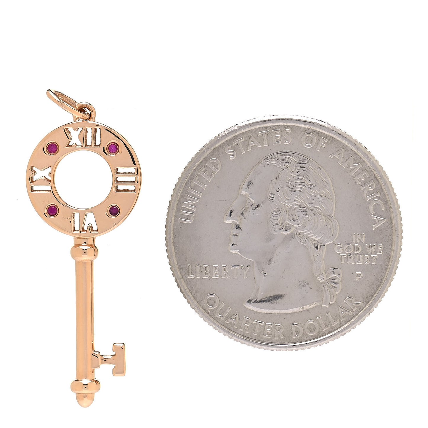 18K Rose Gold Ruby Atlas Pierced Key Pendant