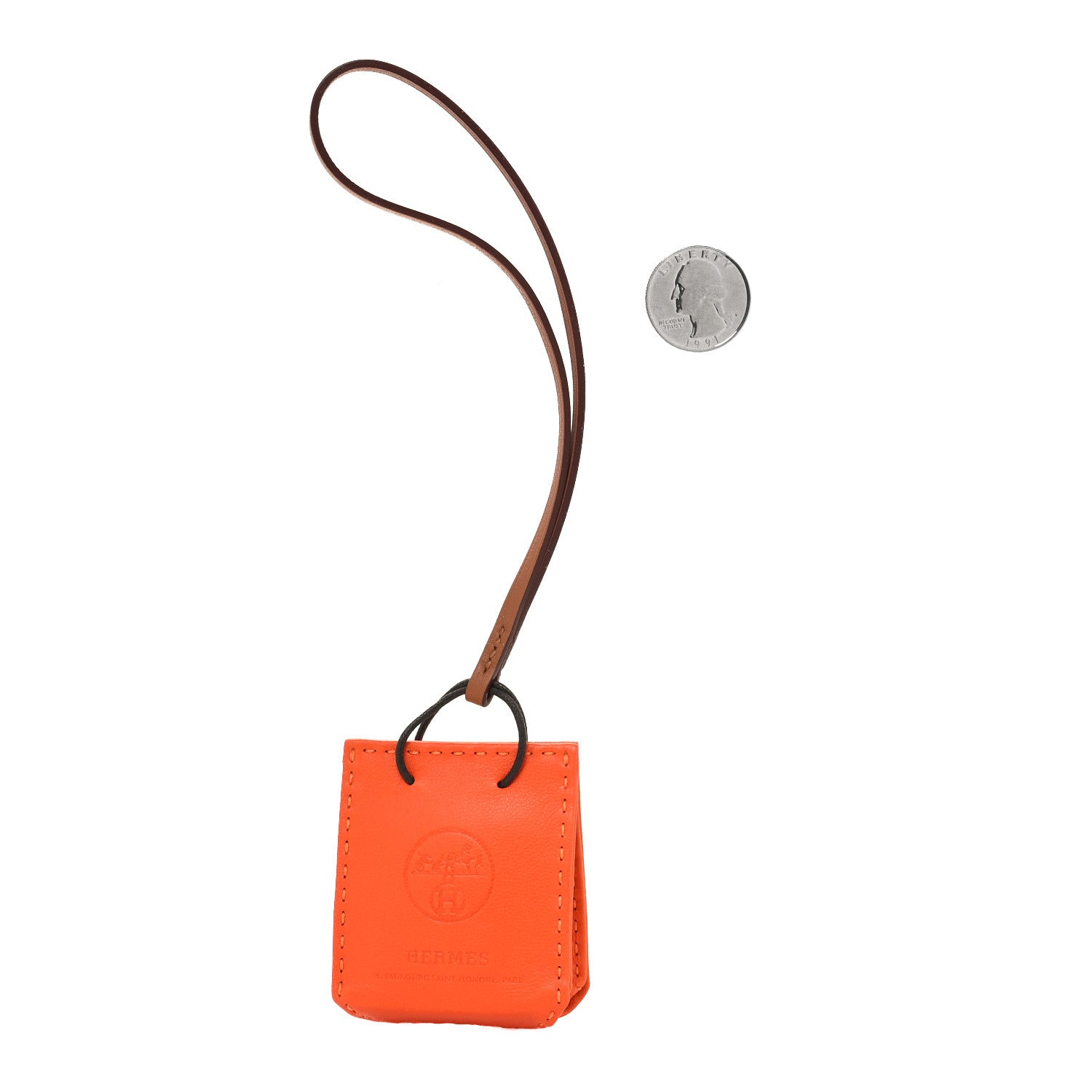 Hermes Milo Lambskin Swift Shopping Bag Charm Feu Gold 2 of 4