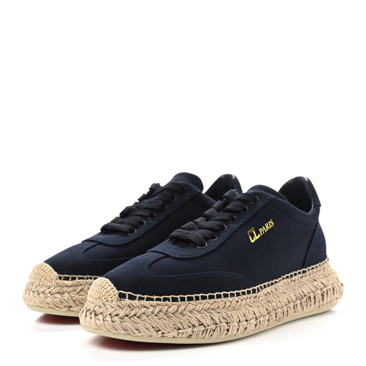 Toile Calfskin Espasneak Flat Sneaker 39 Navy