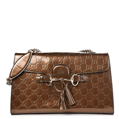 Gucci Shine Guccissima Medium Emily Chain Shoulder Bag Acero 1 of 9