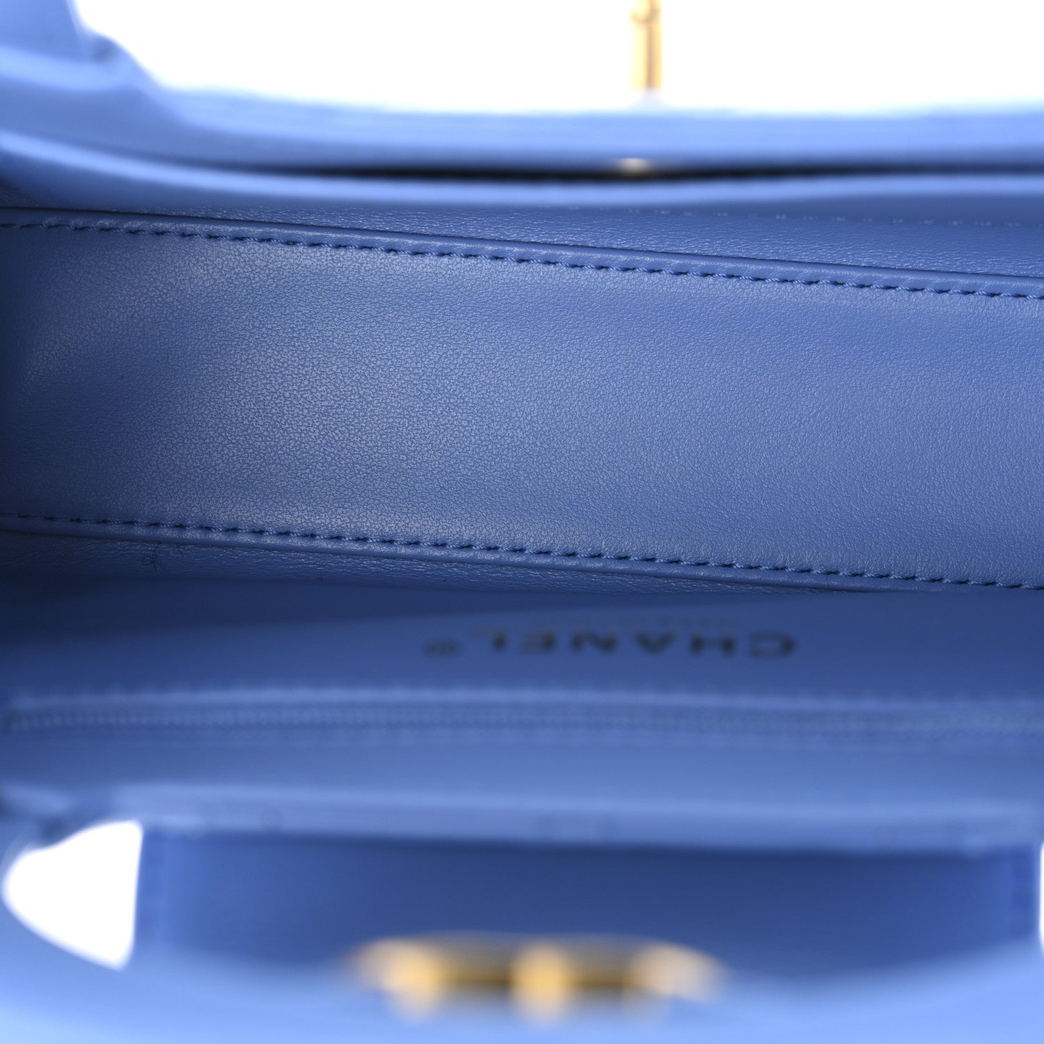 Chanel Shiny Aged Calfskin Quilted Nano Kelly Shopper Blue 5 of 11