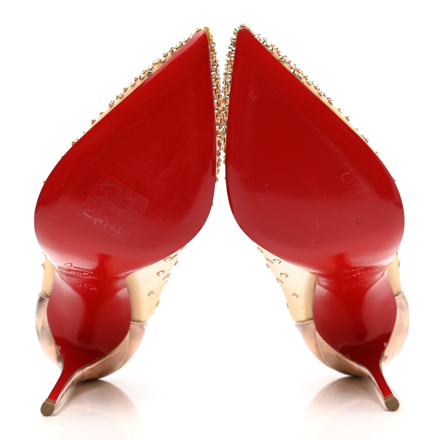 Christian Louboutin Crystal Strass Follies 100 Pumps 34.5 Nude 5 of 10
