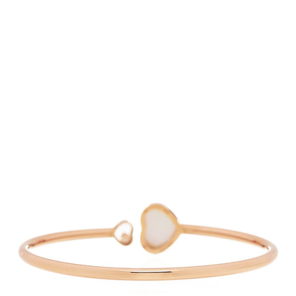 Chopard 18K Rose Gold Mother of Pearl Diamond Happy Hearts Pave Bangle Bracelet 2 of 4