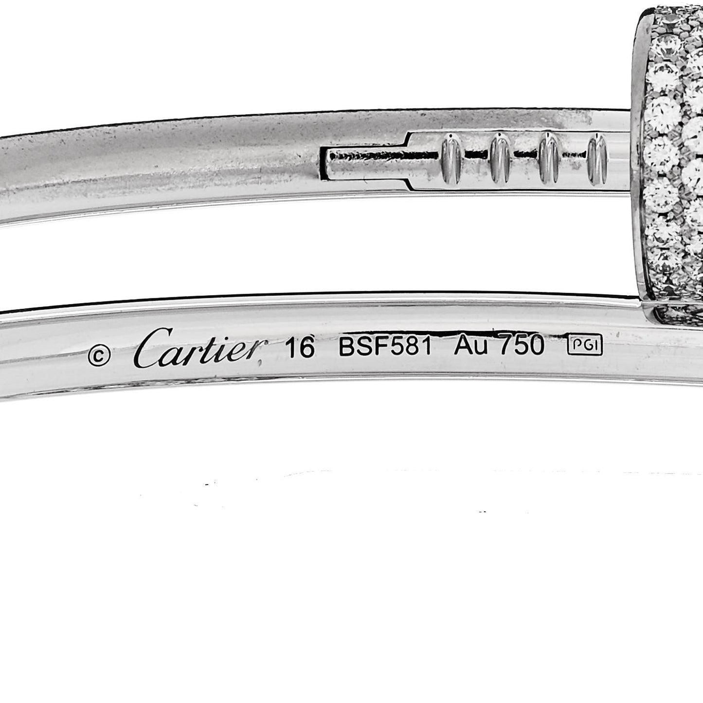 18K White Gold Diamond Double Wrap Juste Un Clou Bracelet 16