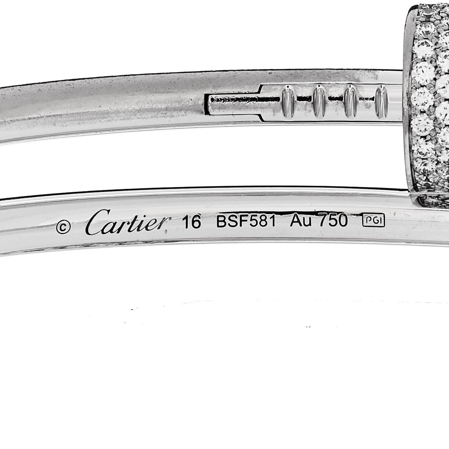 Cartier 18K White Gold Diamond Double Wrap Juste Un Clou Bracelet 16 3 of 4
