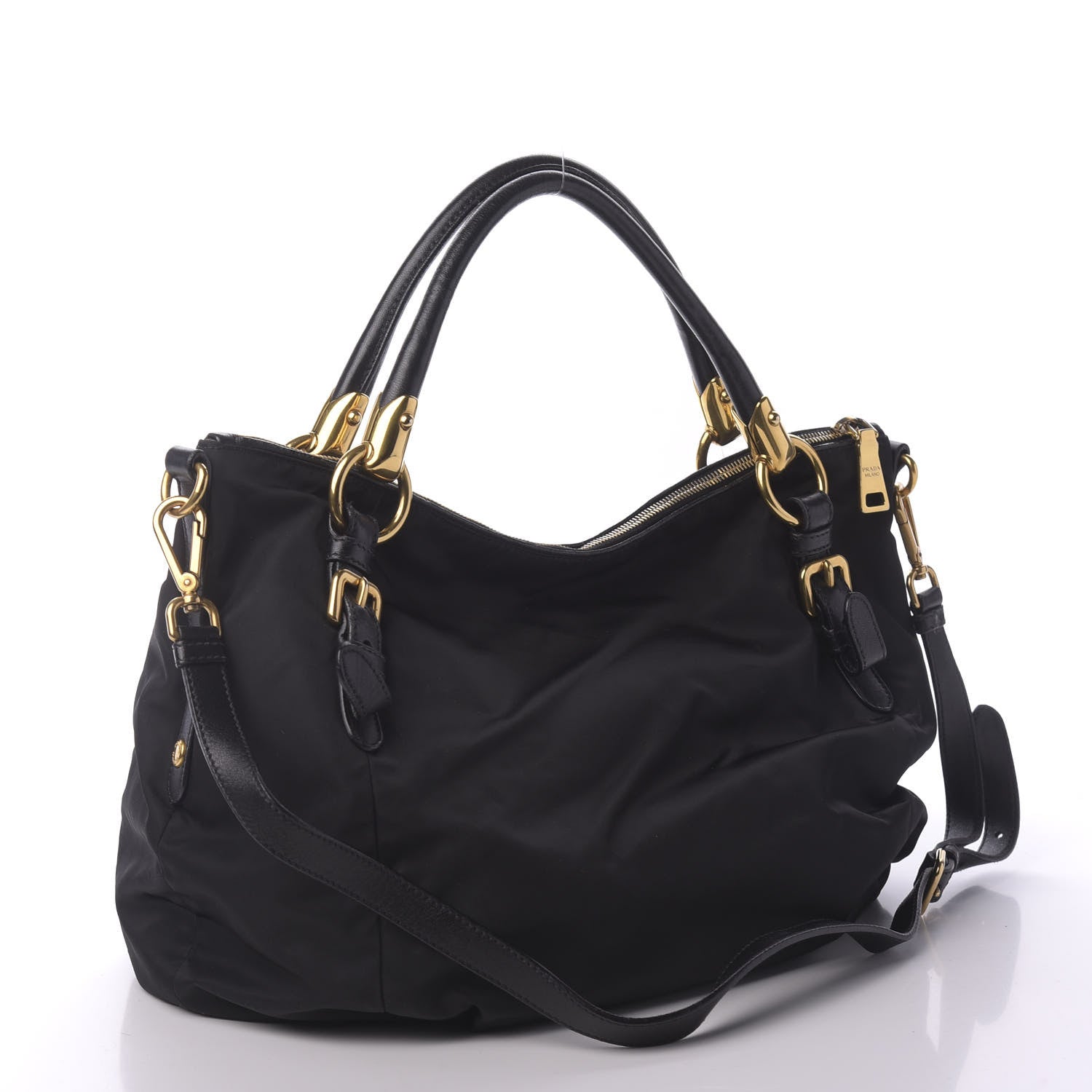 Prada Tessuto Nylon Nappa Shoulder Bag Black 3 of 9