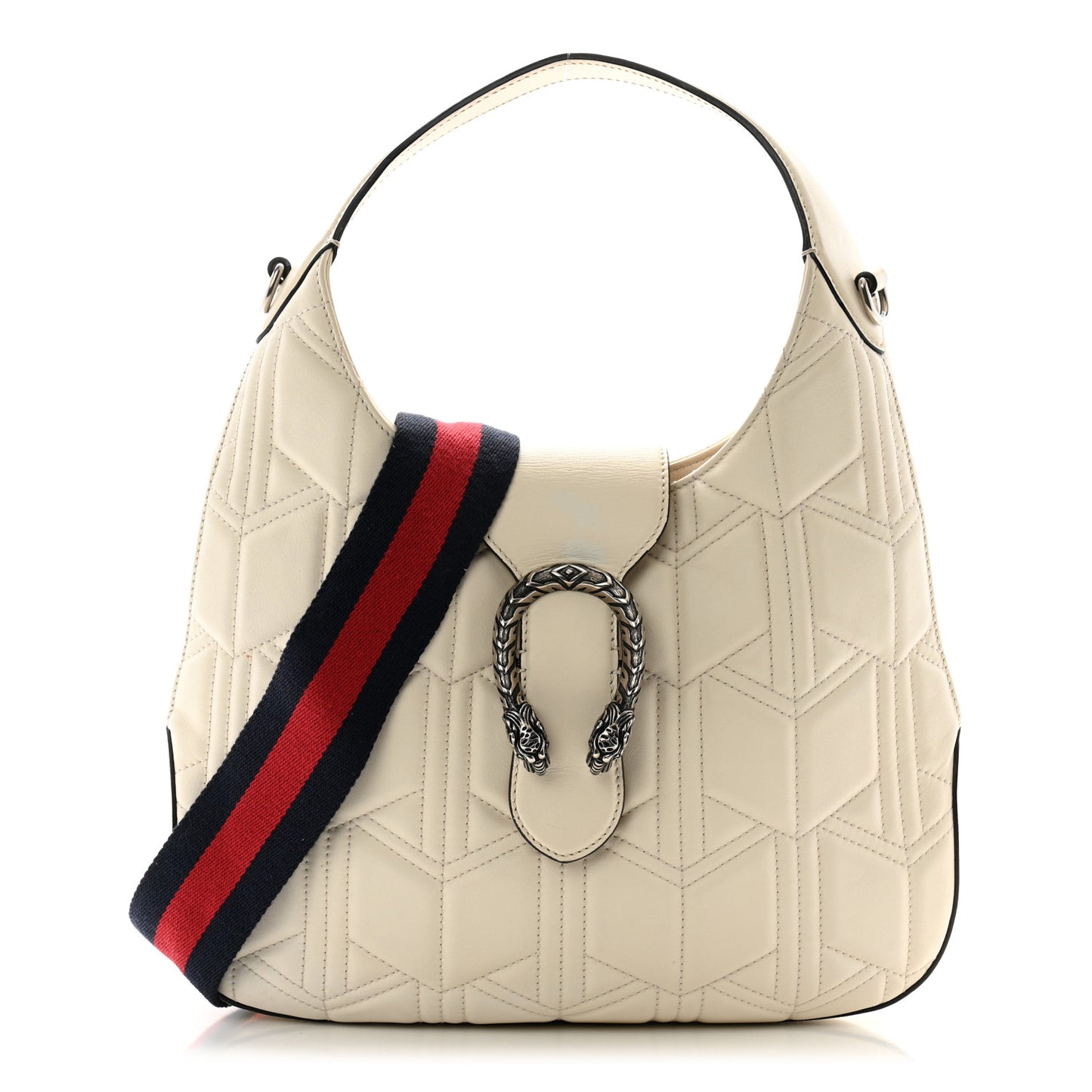 Calfskin Web Quilted Small Dionysus Hobo White