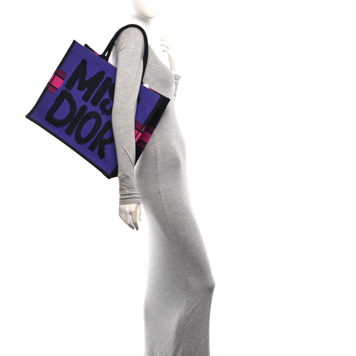 Christian Dior Canvas Embroidered Large Miss Dior Graffiti Book Tote Fuchsia Purple 3 of 11