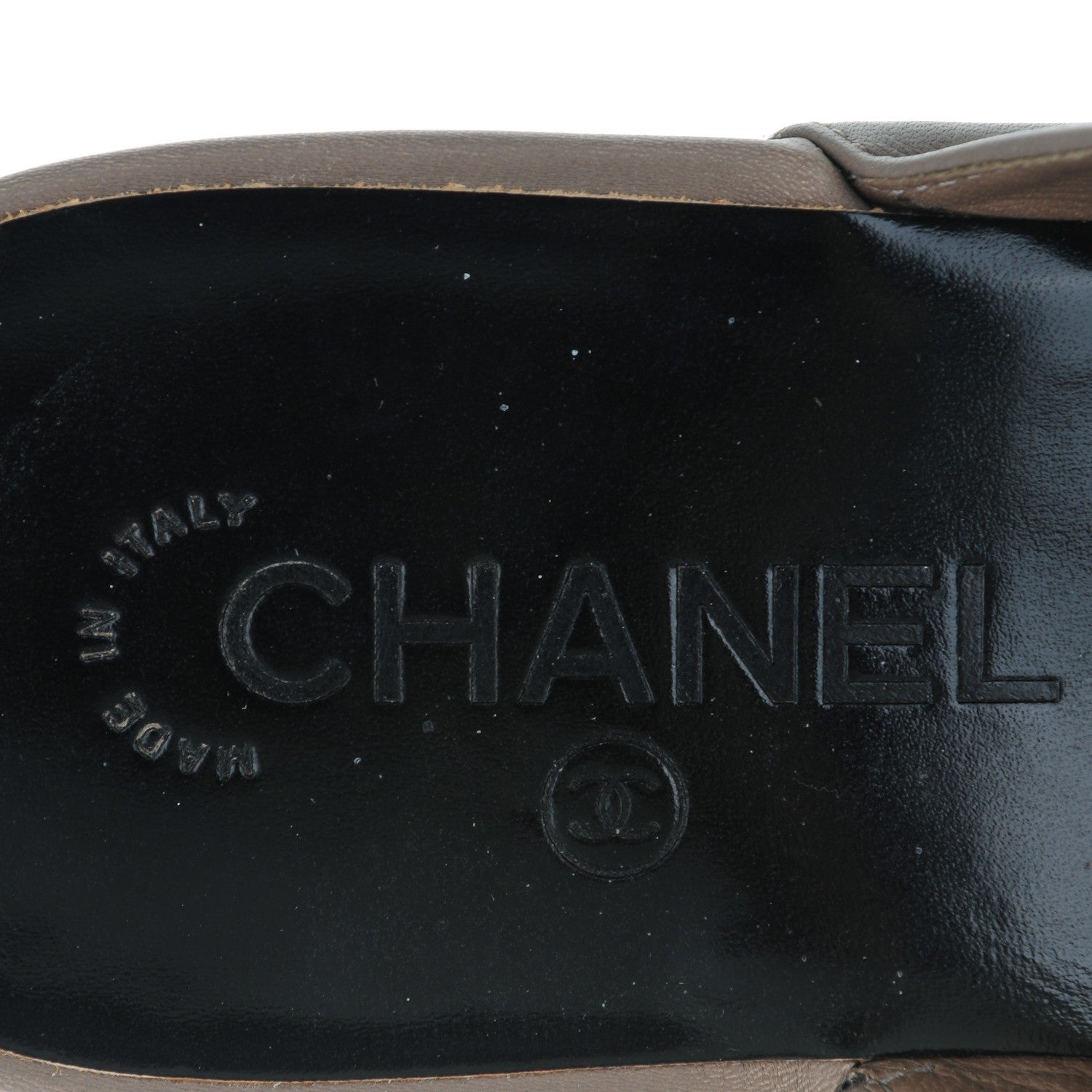 Chanel Glazed Calfskin Cork Cap Toe Platform Mules 40 Brown Black 7 of 9