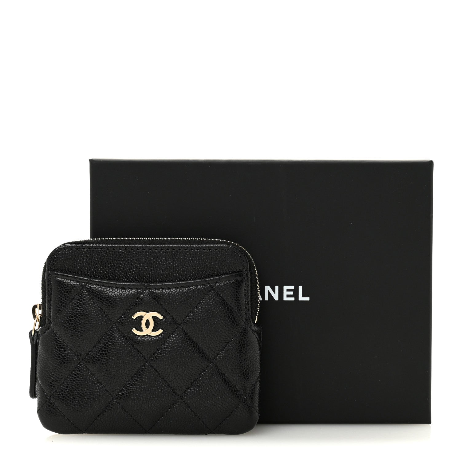Chanel Caviar Quilted Zip Card Holder Wallet Black 8 of 8