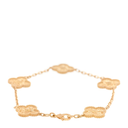 Van Cleef & Arpels 18K Yellow Gold 5 Motifs Vintage Alhambra Bracelet 2 of 3
