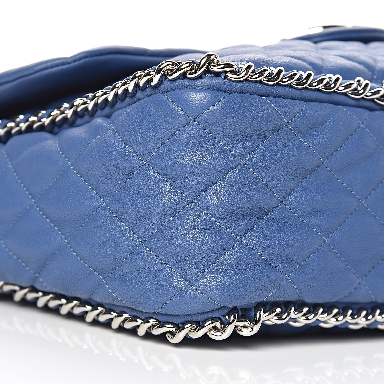 Chanel Washed Lambskin Quilted Chain Around Maxi Flap Light Blue 10 of 14