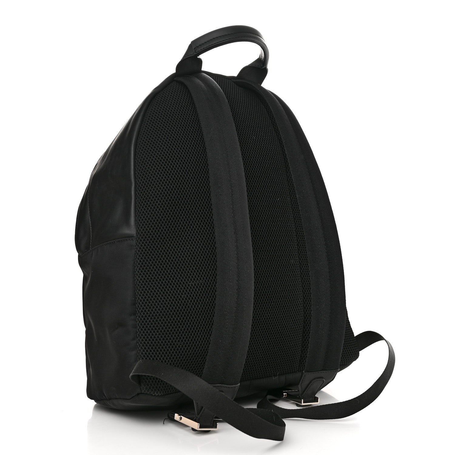 Fendi Nylon Vitello Liberty Vitello Dolce Monster Eyes Rounded Backpack Black Sunflower 2 of 13