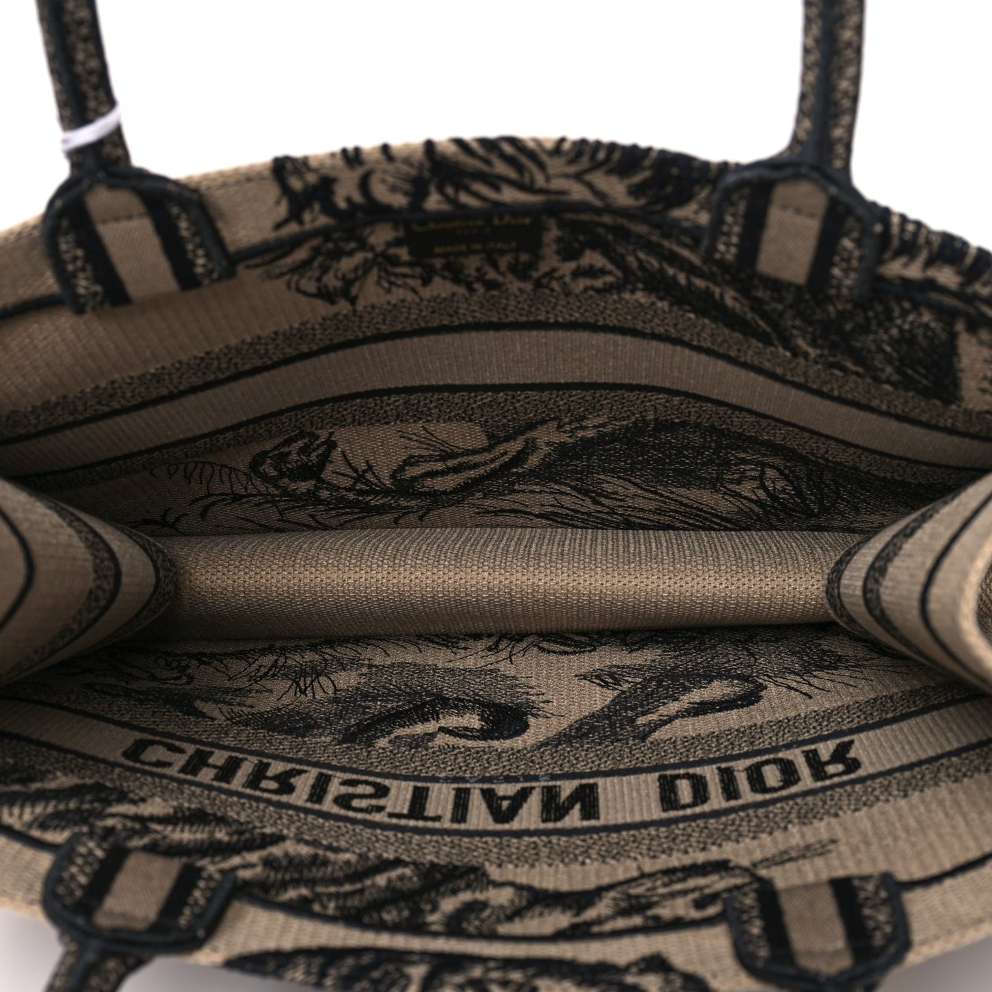 Canvas Embroidered Medium Book Tote Brown Black