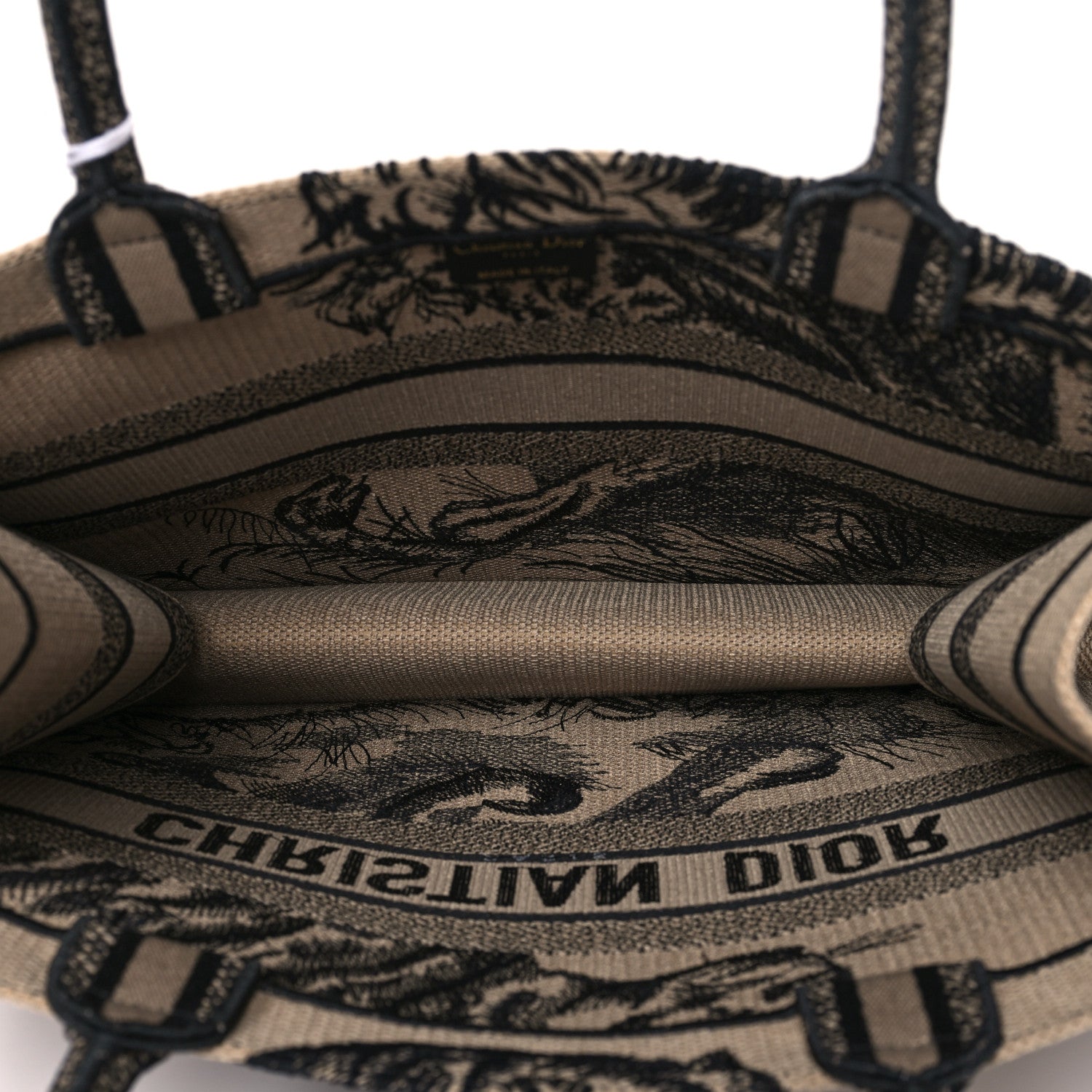 Christian Dior Canvas Embroidered Medium Book Tote Brown Black 4 of 8