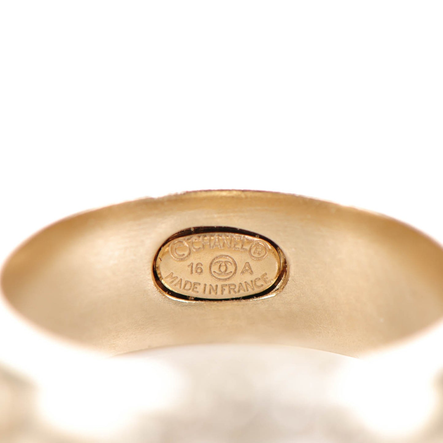 Pearl Crystal CC Ring 52 6 Gold Pearly White
