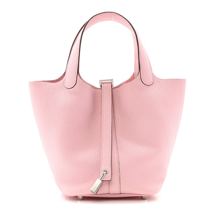 Hermes Taurillon Clemence Picotin Lock 18 PM Rose Sakura 1 of 10
