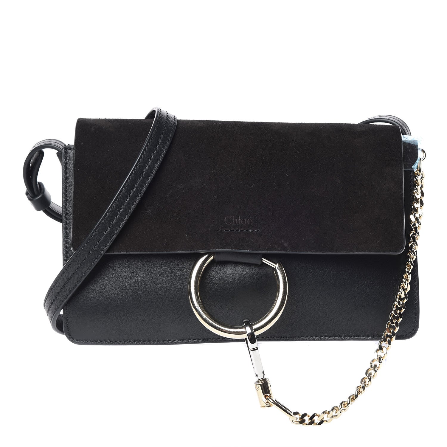 Chloe Suede Calfskin Small Faye Shoulder Bag Black 1 of 9