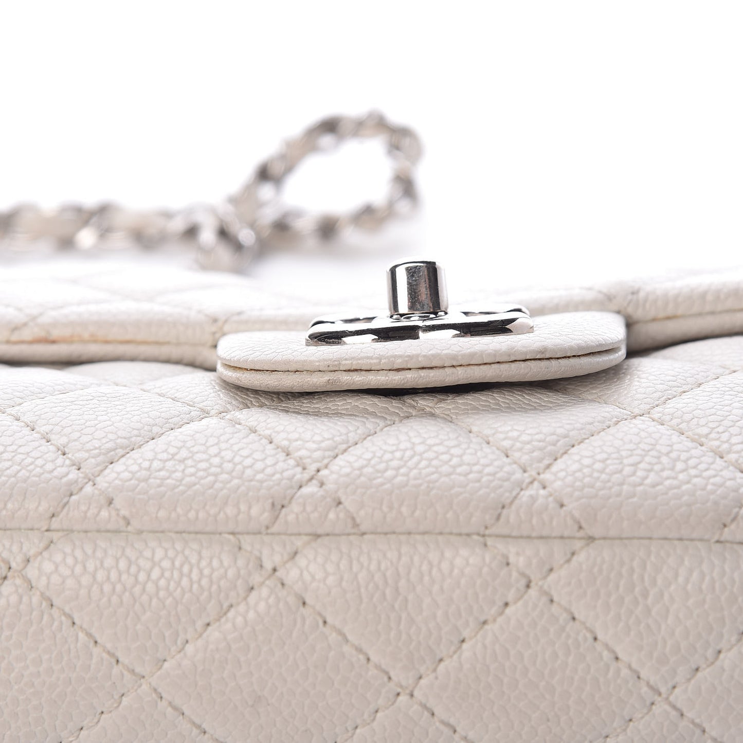 Soft Caviar Quilted East West Flap White