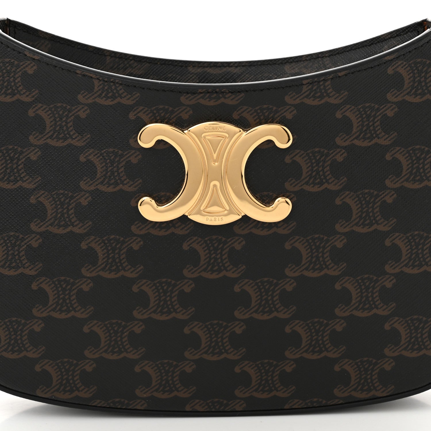 Celine Triomphe Canvas Calfskin Medium Tilly Triomphe Shoulder Bag Tan 7 of 9