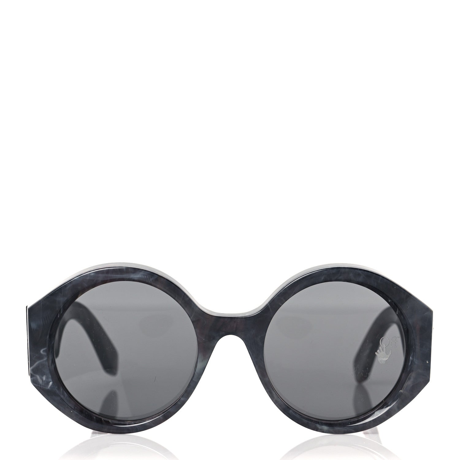 Off-White Acetate Marble Round Sunglasses Grey 2 of 6