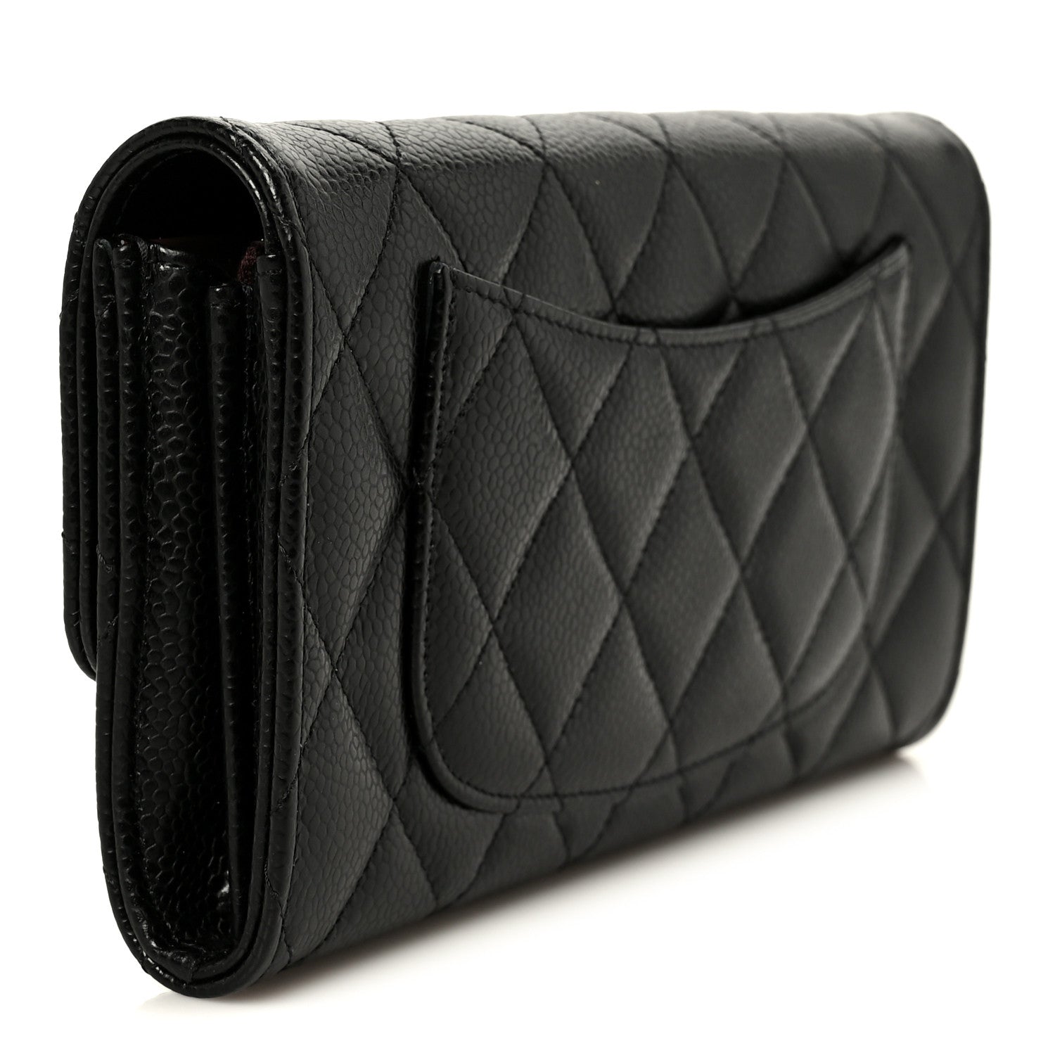 Chanel Caviar Quilted Large Gusset Flap Wallet Black 3 of 10