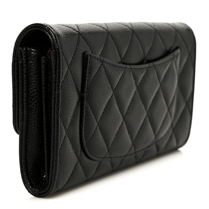 Chanel Caviar Quilted Large Gusset Flap Wallet Black 3 of 10