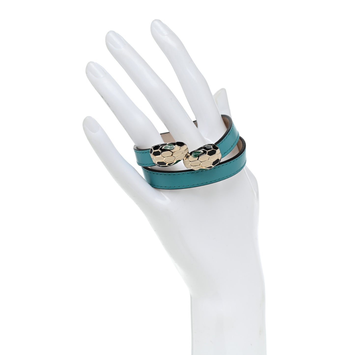 Calfskin Serpenti Forever Multi-coiled Bracelet Turquoise