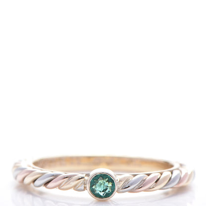 Cartier 18K Pink Yellow White Gold Emerald 2mm Cable Twist Ring 53 6.25 1 of 6