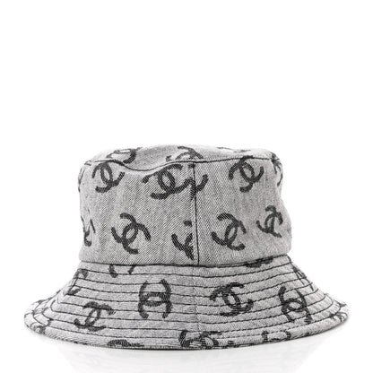 Chanel Denim CC Bucket Hat M White Black 6 of 8