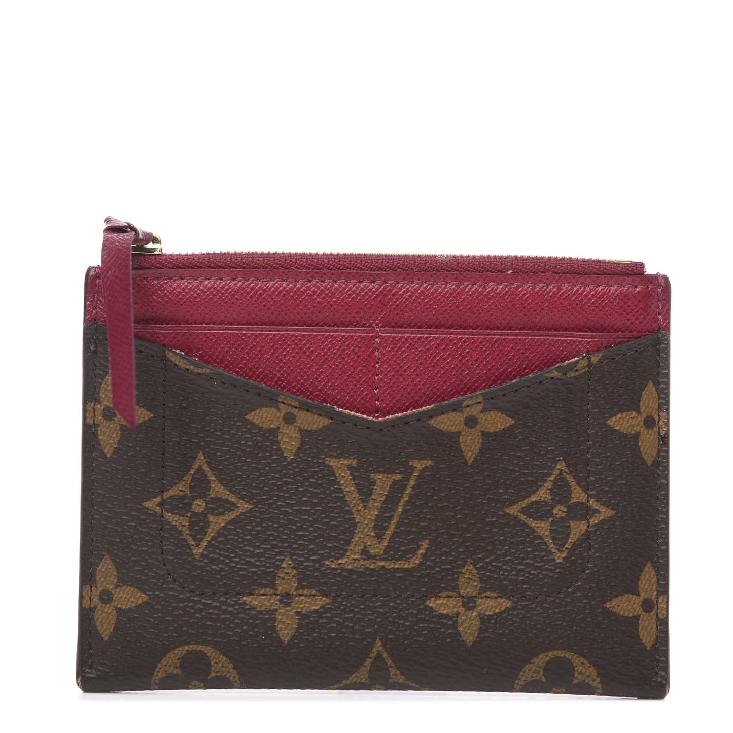 Monogram Zipped Card Holder Fuchsia