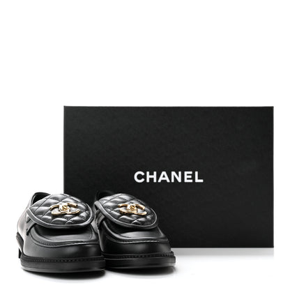 Chanel Lambskin Quilted CC Turnlock Loafers 37 Black 11 of 11