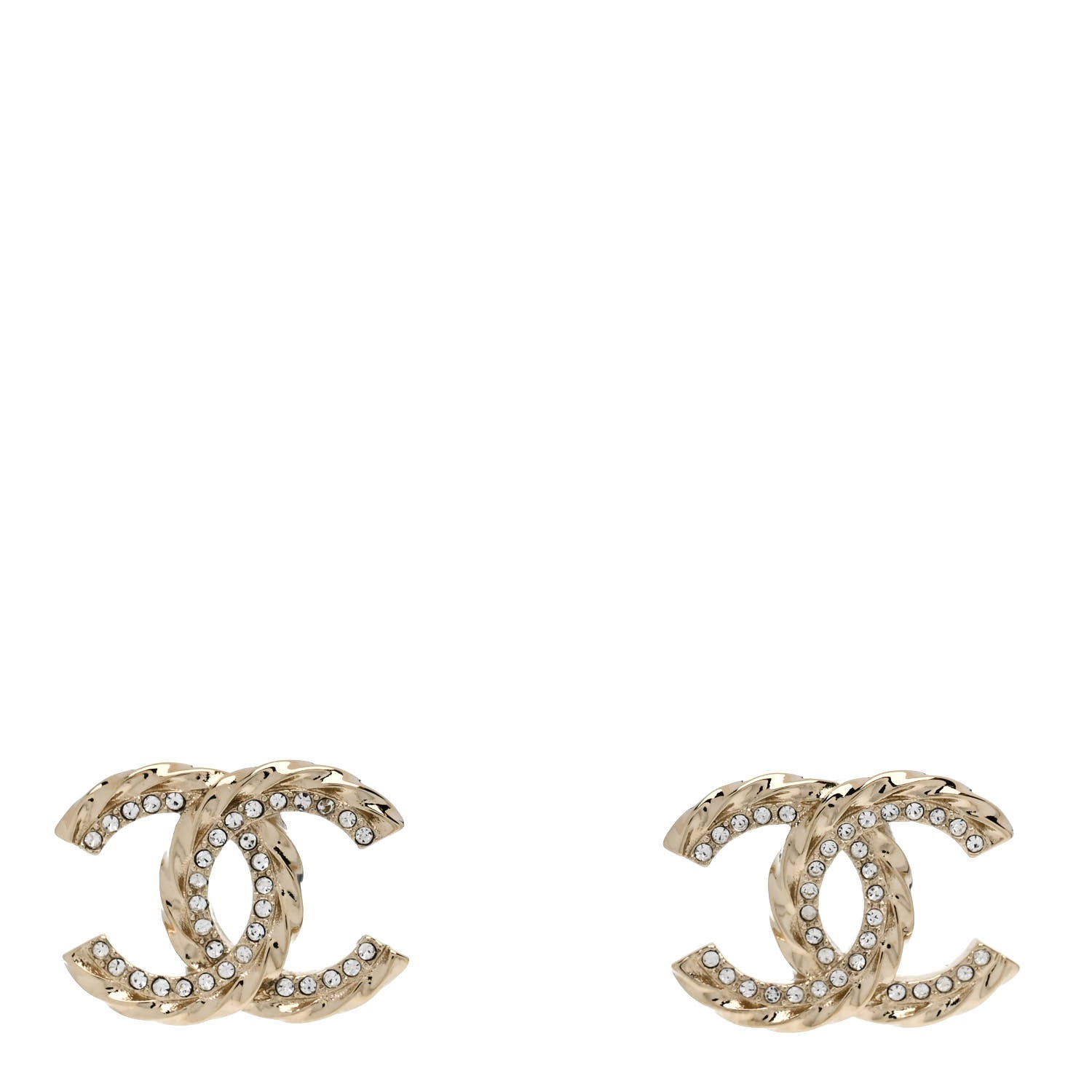 Chanel Crystal CC Earrings Gold 1 of 5