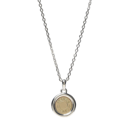 Hermes Sterling Silver 18K Yellow Gold Clou De Selle Pendant Necklace 1 of 5