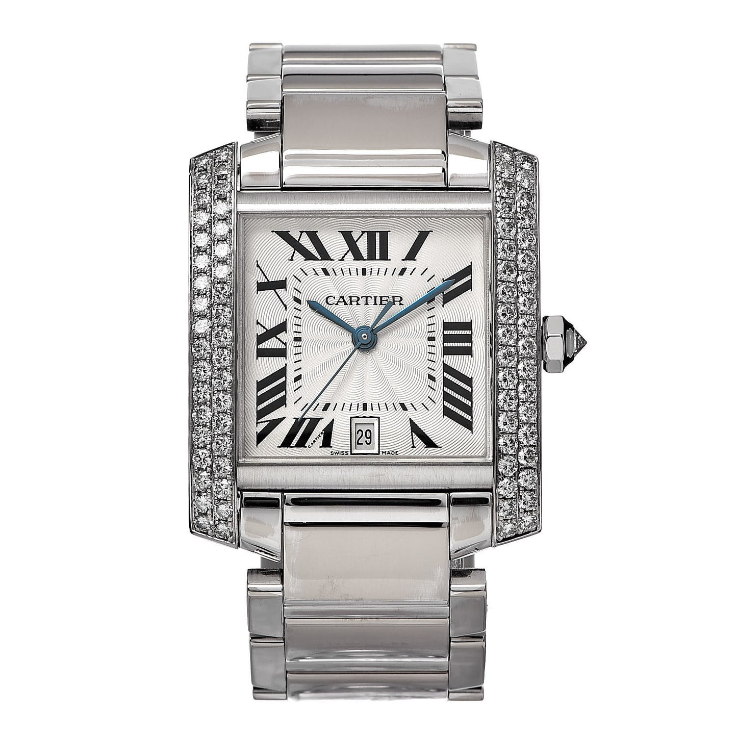 18K White Gold Diamond 28mm Tank Francaise Automatic Watch