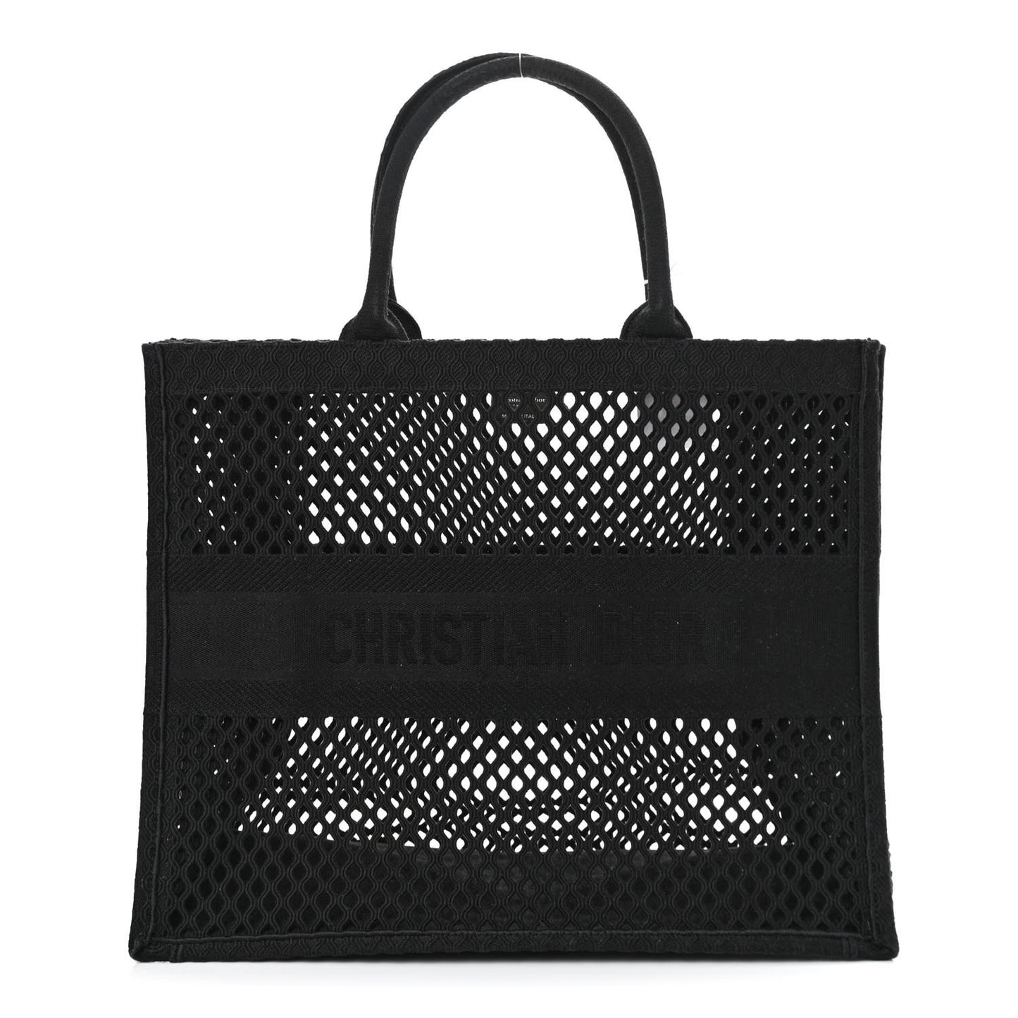 Mesh Embroidered Book Tote Black