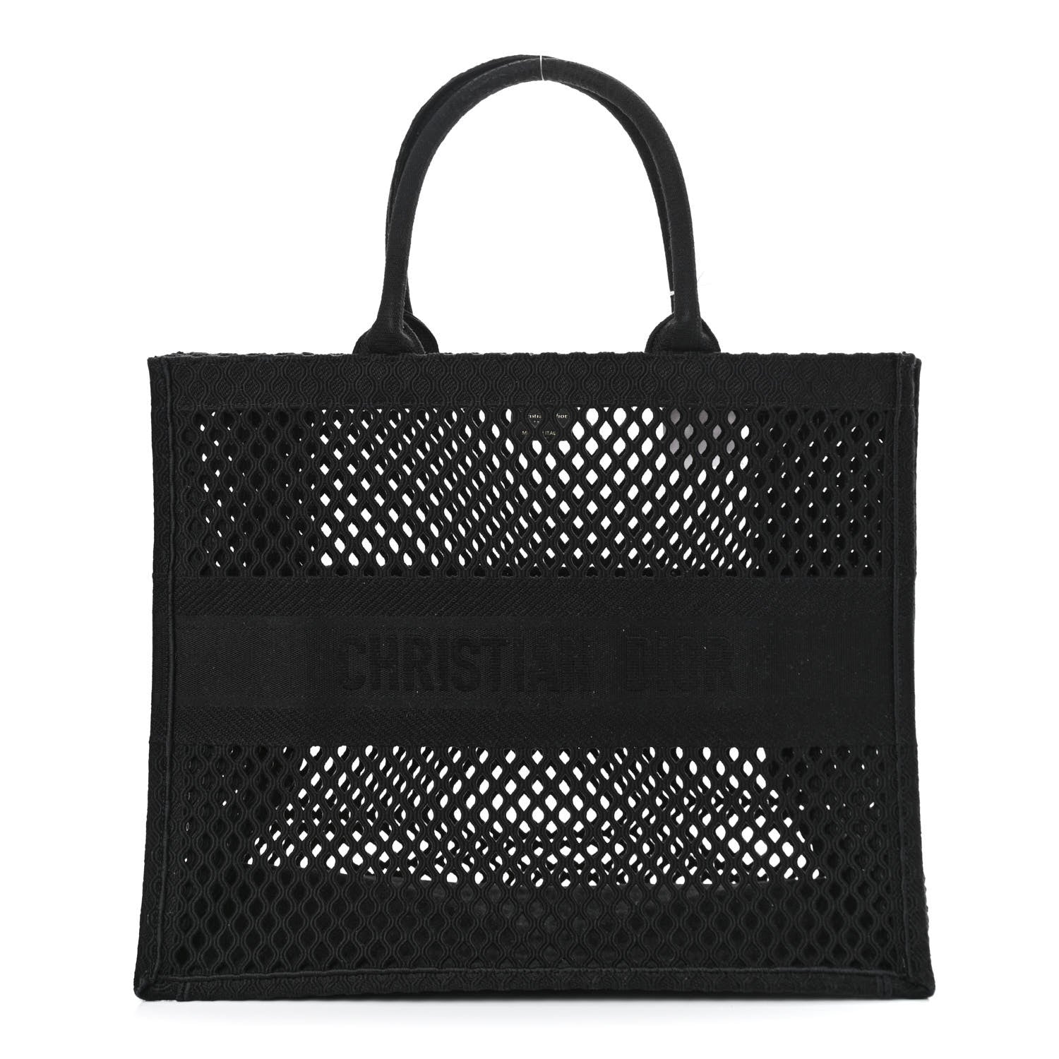 Christian Dior Mesh Embroidered Book Tote Black 1 of 10