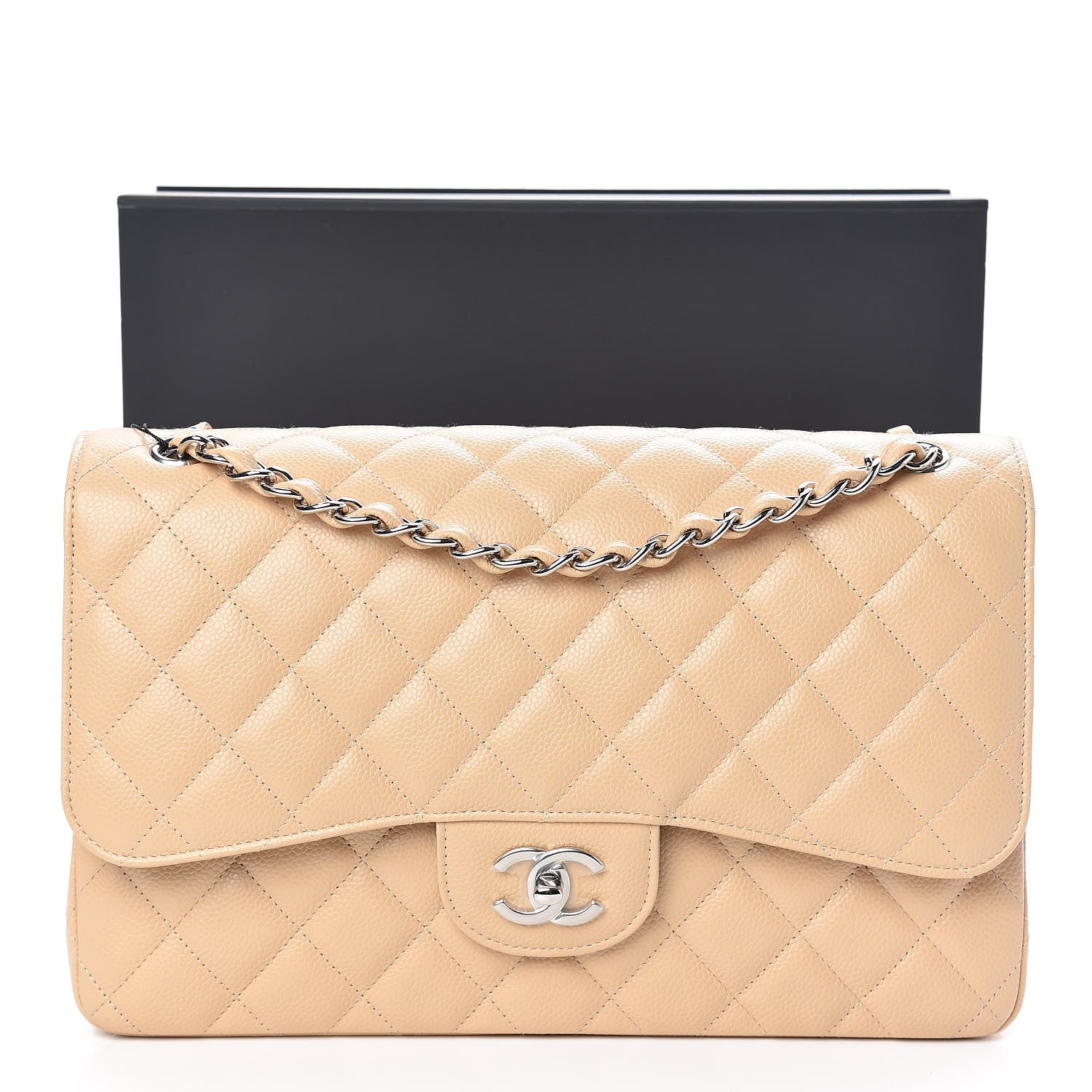 Chanel Caviar Quilted Jumbo Double Flap Beige 13 of 13