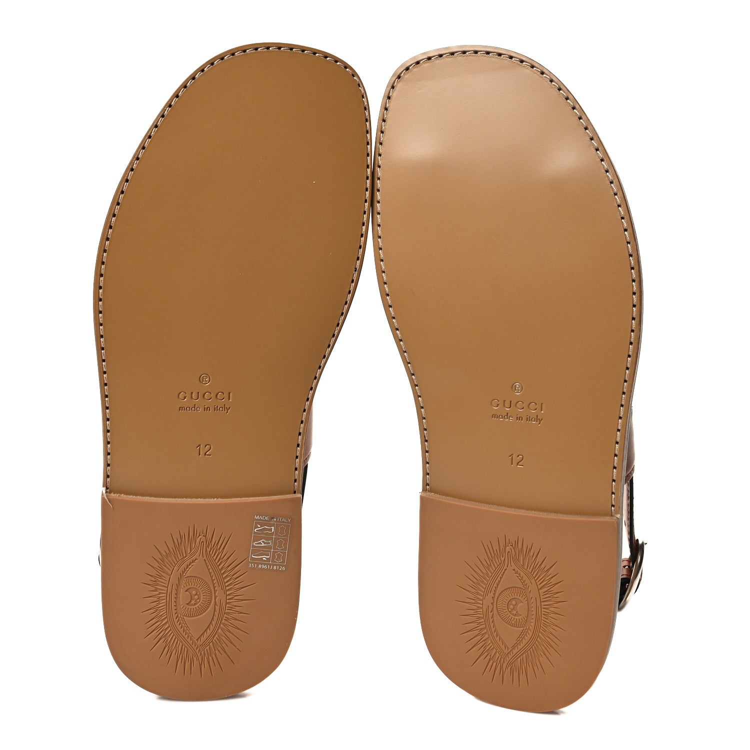 Gucci Cosmos Softy Calfskin Interlocking G Cut Out Mens Sandal 12 Harness Brown 5 of 8
