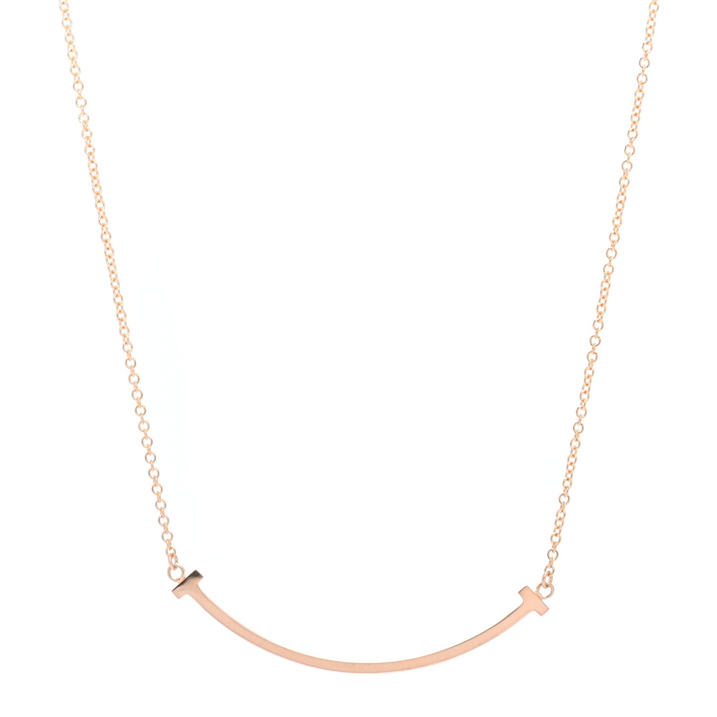 18K Rose Gold Small T Smile Pendant Necklace