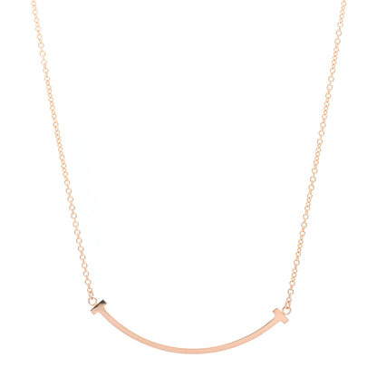 Tiffany 18K Rose Gold Small T Smile Pendant Necklace 1 of 4