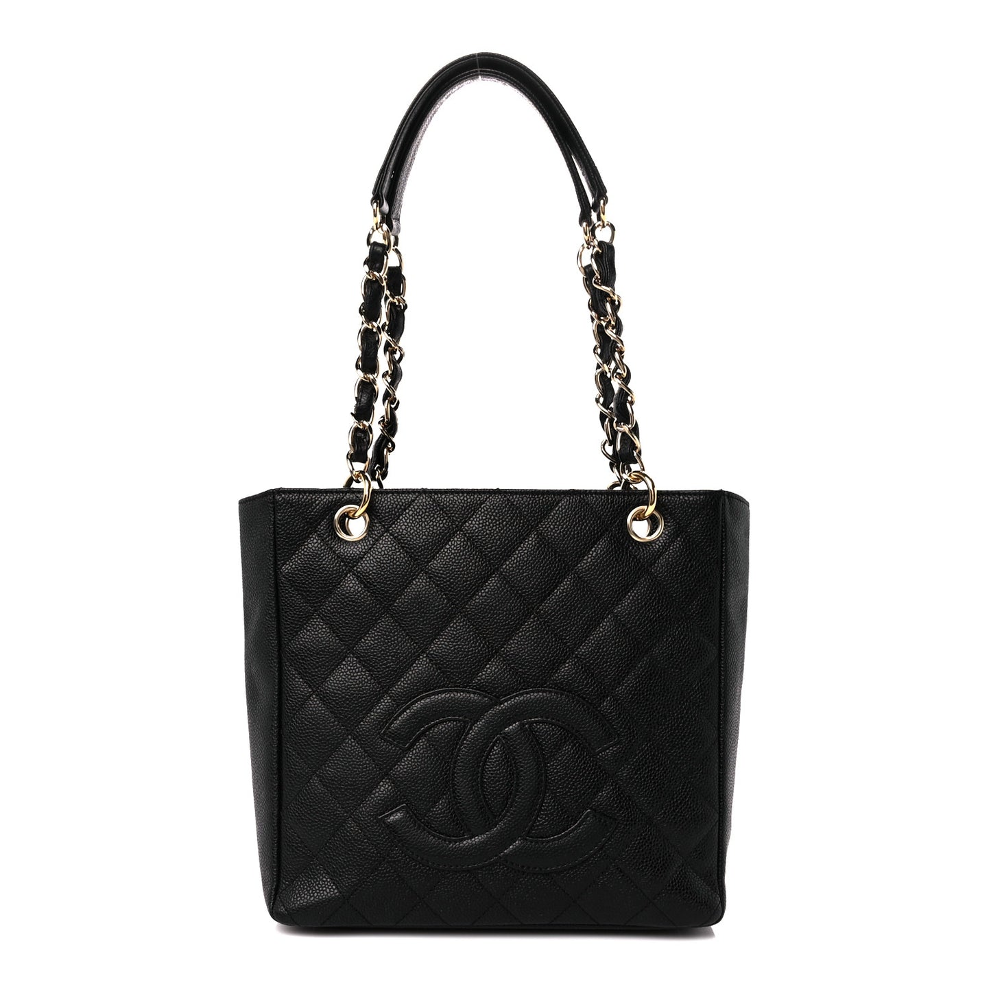 Caviar Quilted Petit Shopping Tote PST Black