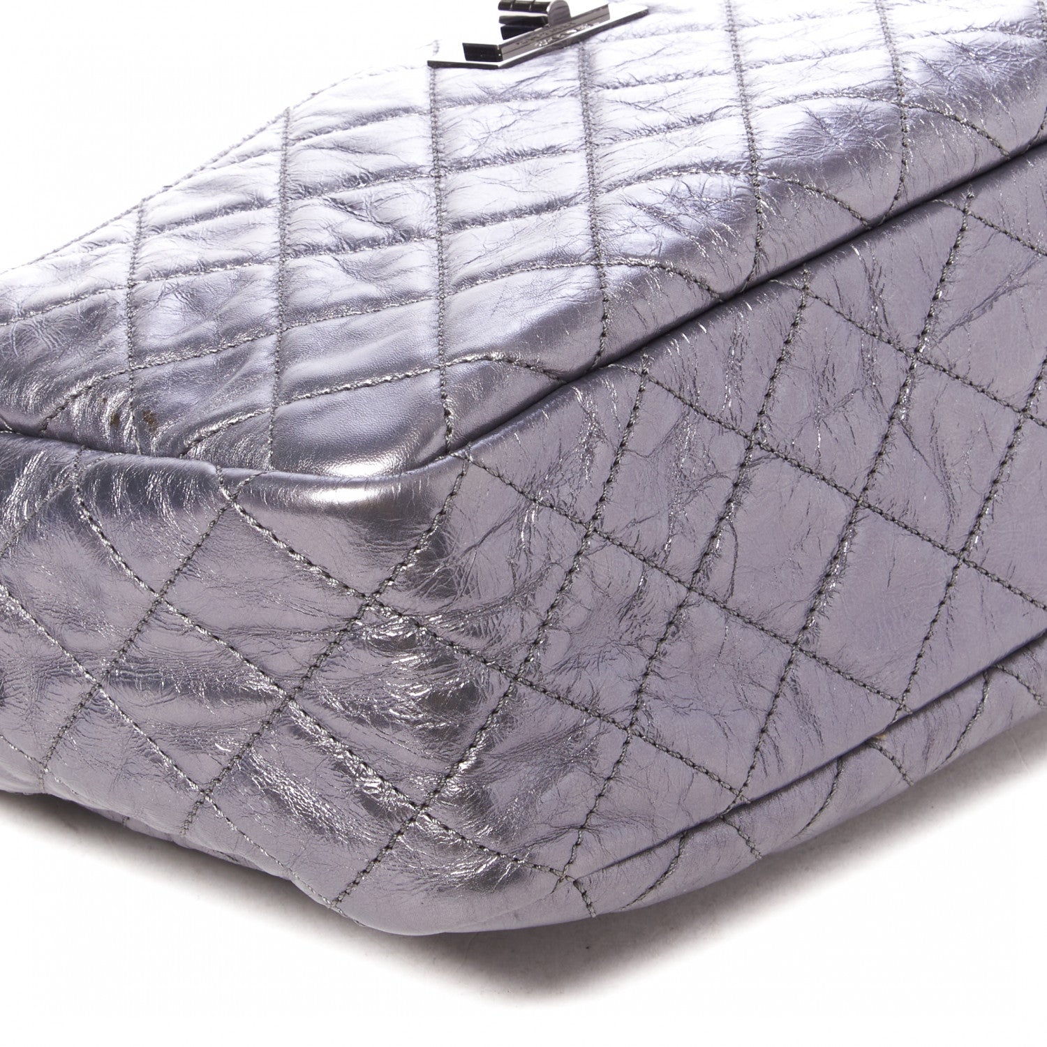 Chanel Metallic Aged Calfskin Quilted Medium Reissue Camera Case Dark Silver 5 of 9