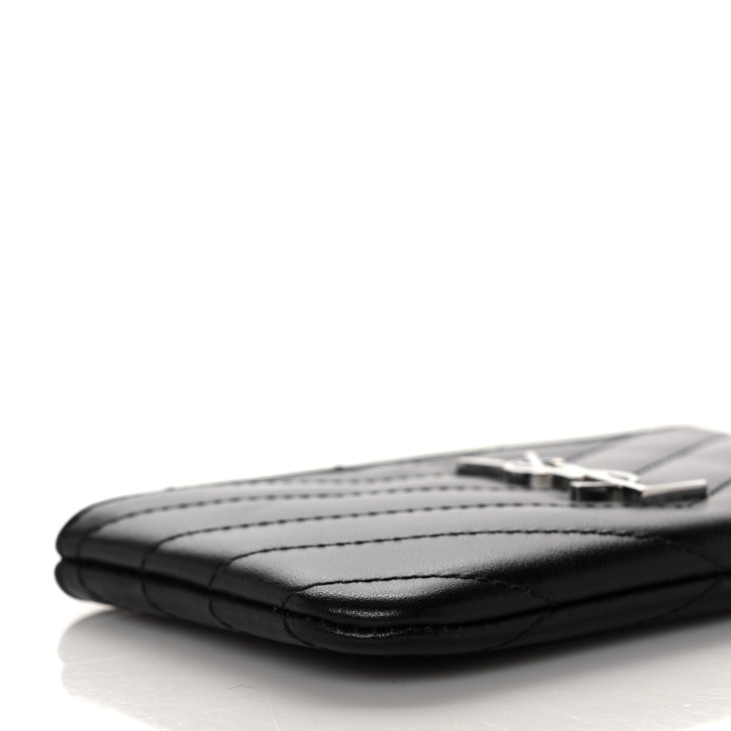 Calfskin Matelasse Monogram Key Pouch Black